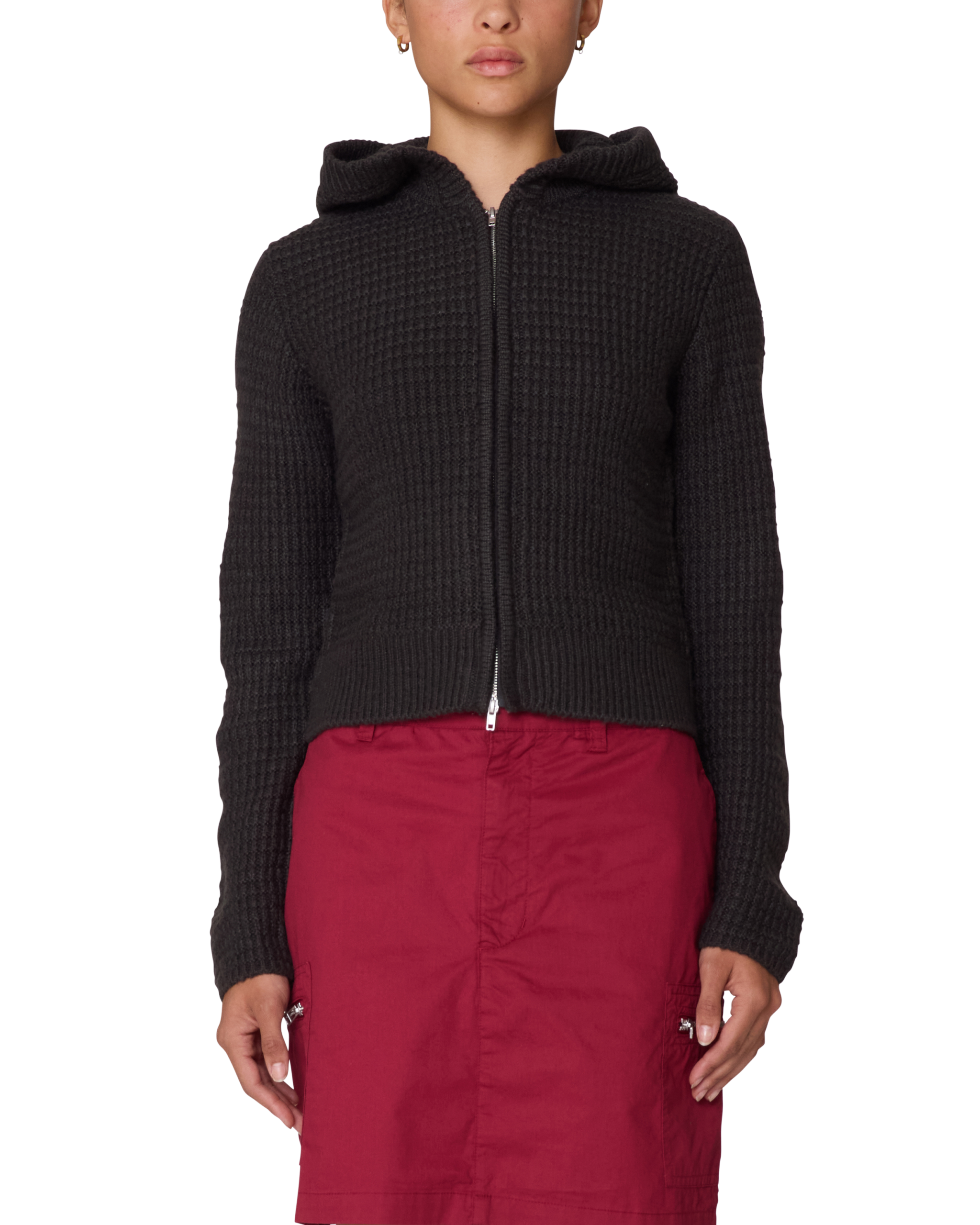 GLENDA HOOD ZIP SWEATER